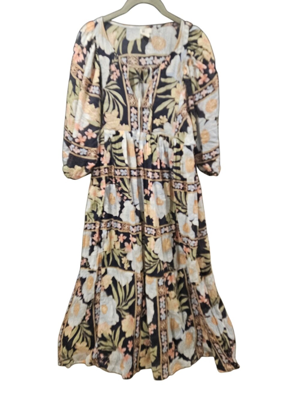Billabong Black Floral Boho Midi Maxi Dress Small - Picture 9 of 11